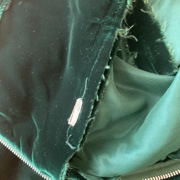 Vintage 60s 70s Green Velvet Halter Crochet Lace Bib Maxi Dress Gunne Goth - Picture 10 of 12